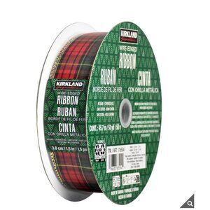 Kirkland Signature Wire Edged Ribbon Christmas Plaid